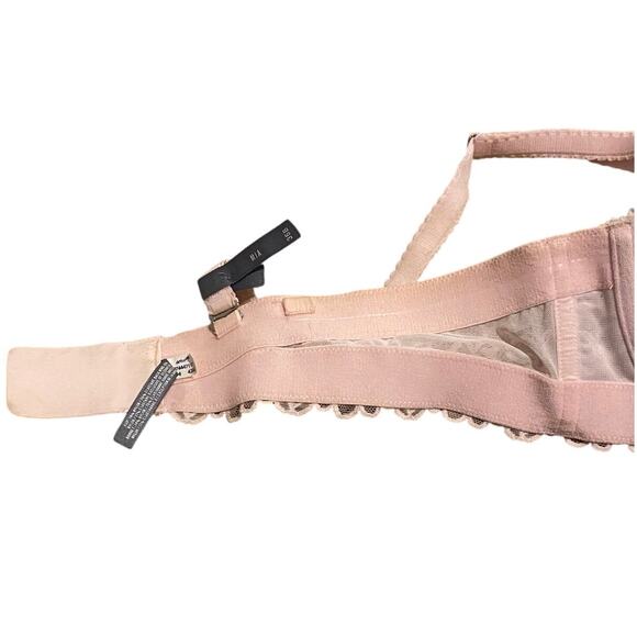 Aerie Mia Bra 36B Push Up Pink Satin Lace Adjustable Removable Straps Strapless - Picture 6 of 8